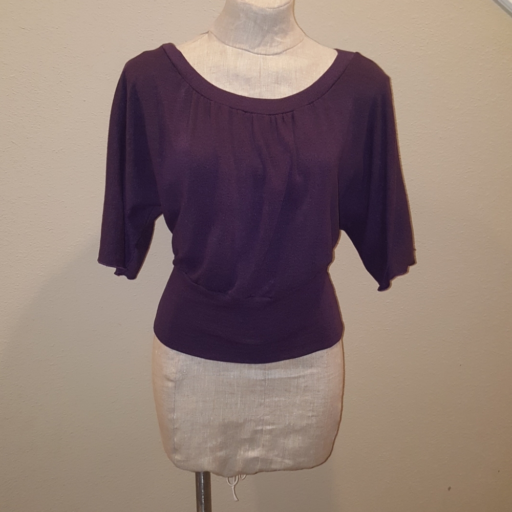 Sweater Top with banded bottom and pleated neck